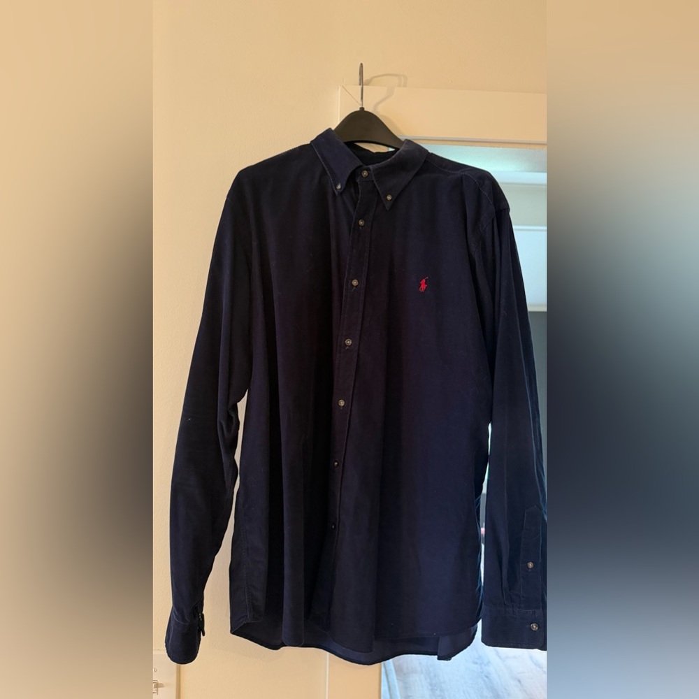 Classic Fit Corduroy Shirt- Navy Blue XXL